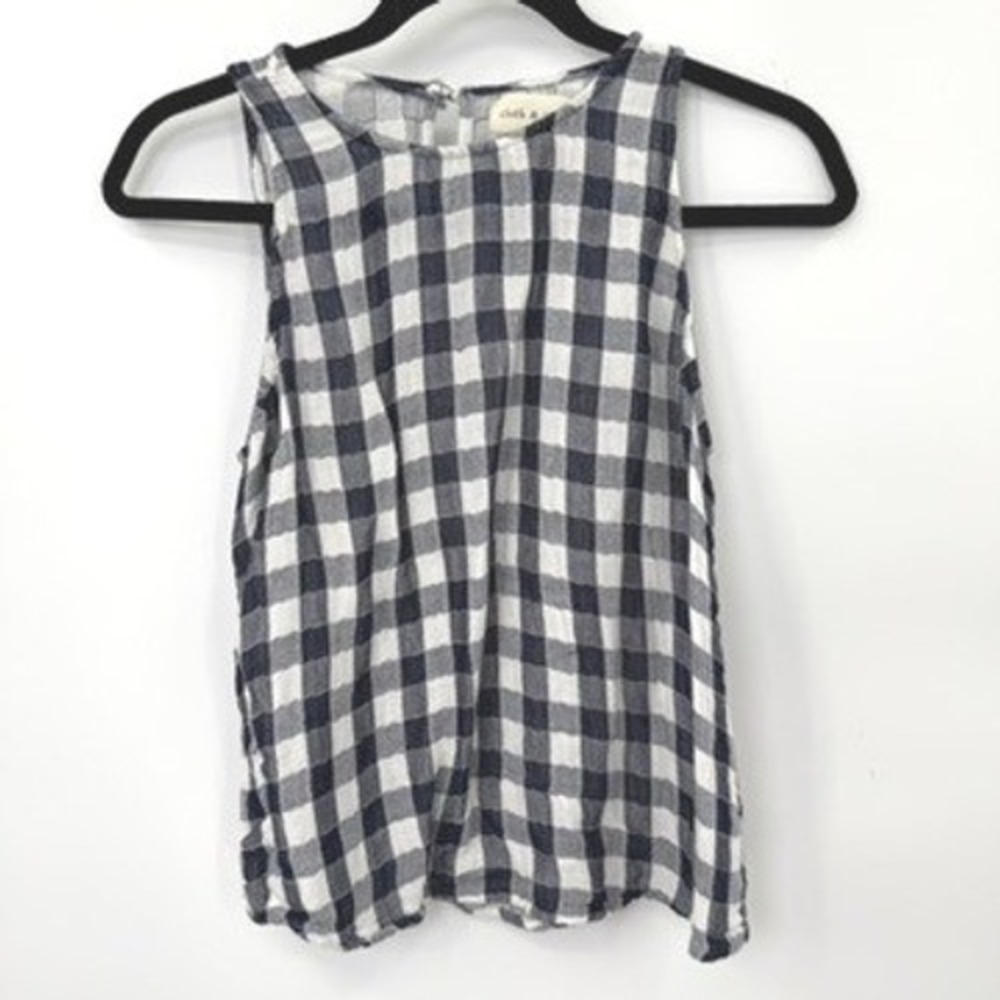 Cloth and Stone Gingham Sleeveless Top Women PS Plaid Summer Coastal Cottage